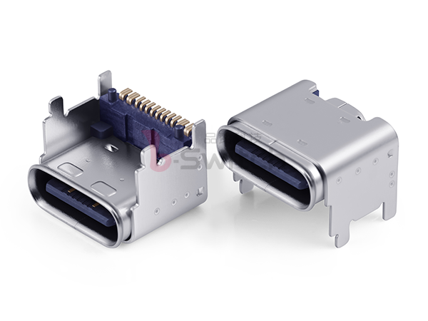 板上垫高16pin Type C前插后贴母座